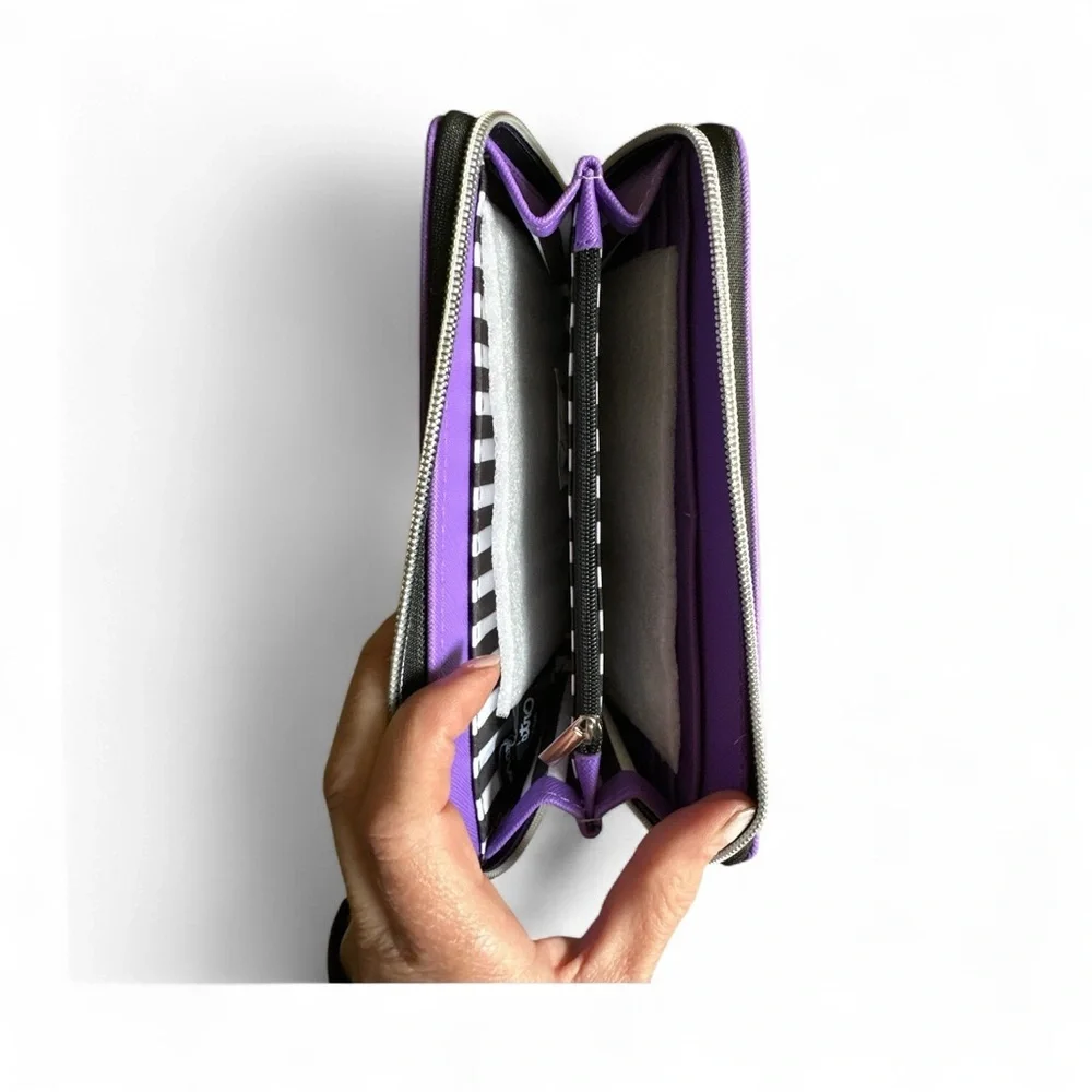 🎁 NWT Marc Tetro Bichon Frise Purple Zip Wallet – Gift Box Included